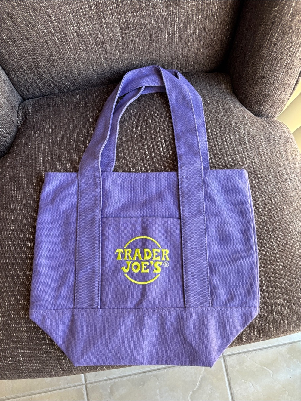 Trader Joe's mini purple tote Bag
